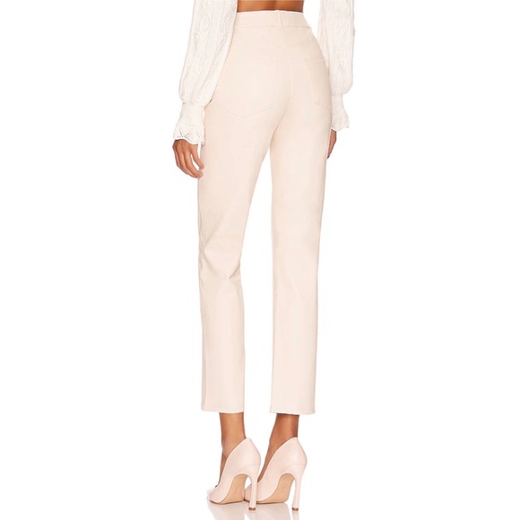 Paige Stella Faux Leather Straight Pants Womens Ecru High Rise Ankle Classic 27 - Picture 3 of 10